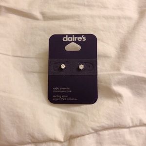 sterling silver stud earrings, cubic zirconia